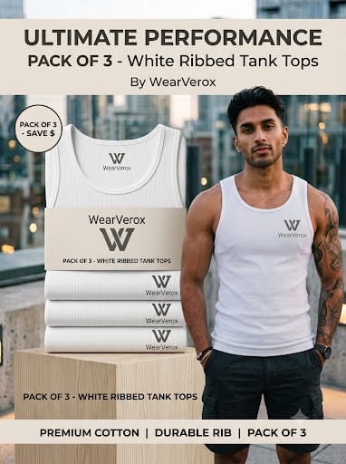 WearVerox Essential Ribbed Cotton Undershirt (3-Pack)